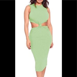 Light green stretch dress w/cuts